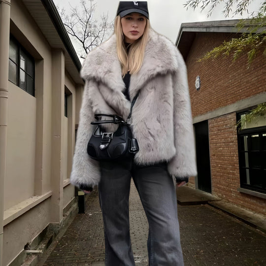Damen Modische Kunstpelzjacke R&B