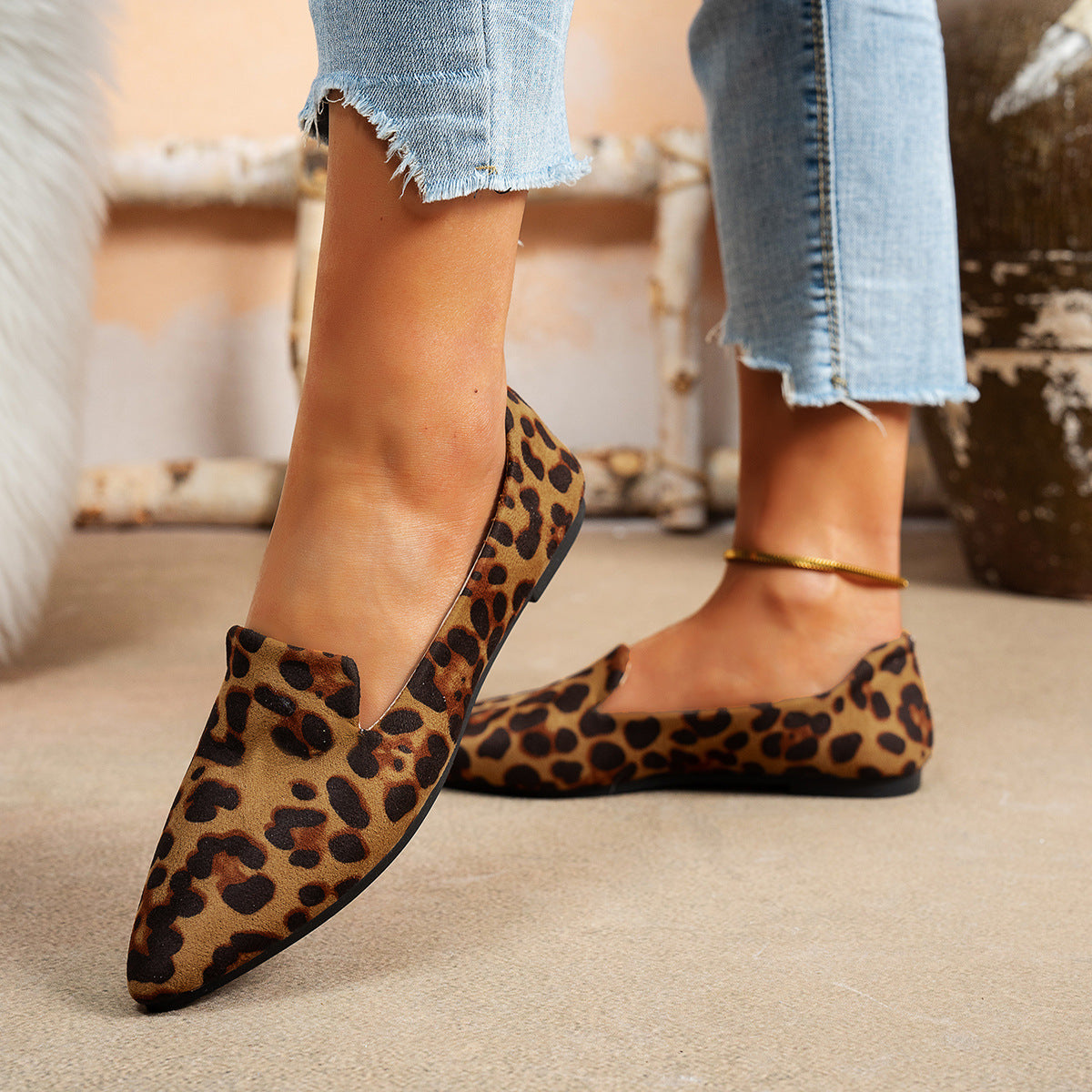Damen Ballerinas im R&Brnen Leopardenmuster R&B