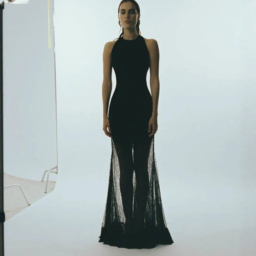 Damen Bodenlanges Spitzenkleid im eleganten Schnitt R&B