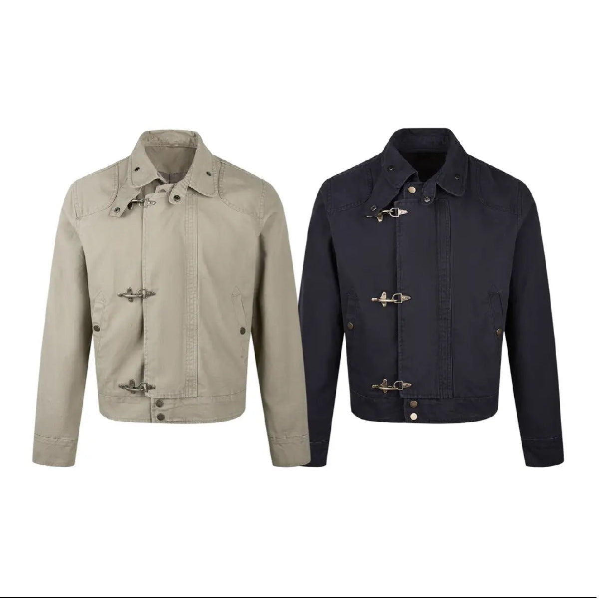 Herren modische Kurzjacke mit innovativen Schnallen und praktischem hochgeschlossenem Kragen R&B