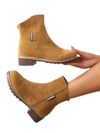 Damen Modische Ankle Boots aus Wildleder mit Reißverschluss R&B