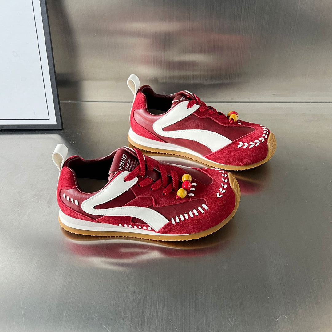 Damen Sportliche Sneakers mit auffälligen Perlenakzenten und hochwertiger Wildleder-Oberfläche R&B