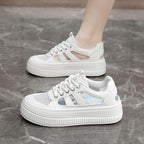 Damen Sportliche Plateau Sneakers mit atmungsaktiver Mesh-Konstruktion und rutschfester Laufsohle R&B