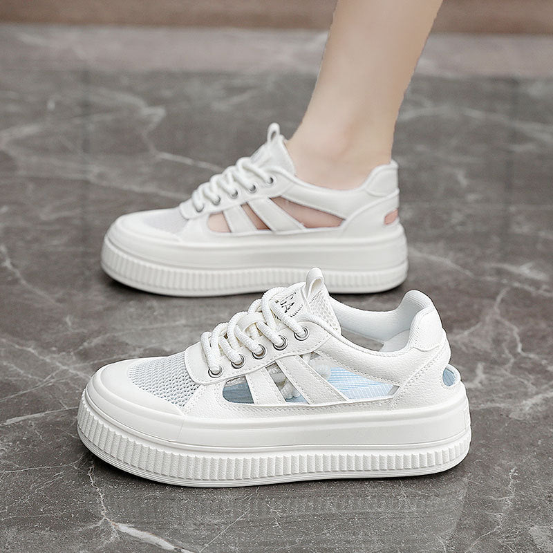 Damen Sportliche Plateau Sneakers mit atmungsaktiver Mesh-Konstruktion und rutschfester Laufsohle R&B