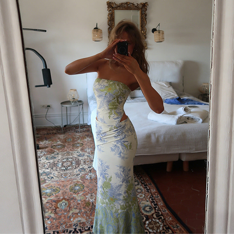 Damen Elegantes Maxikleid mit floralem Muster und figurbetontem Schnitt R&B