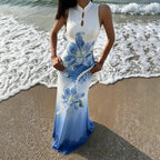 Damen Maxikleid mit floralem Druck und Perlenverzierungen R&B