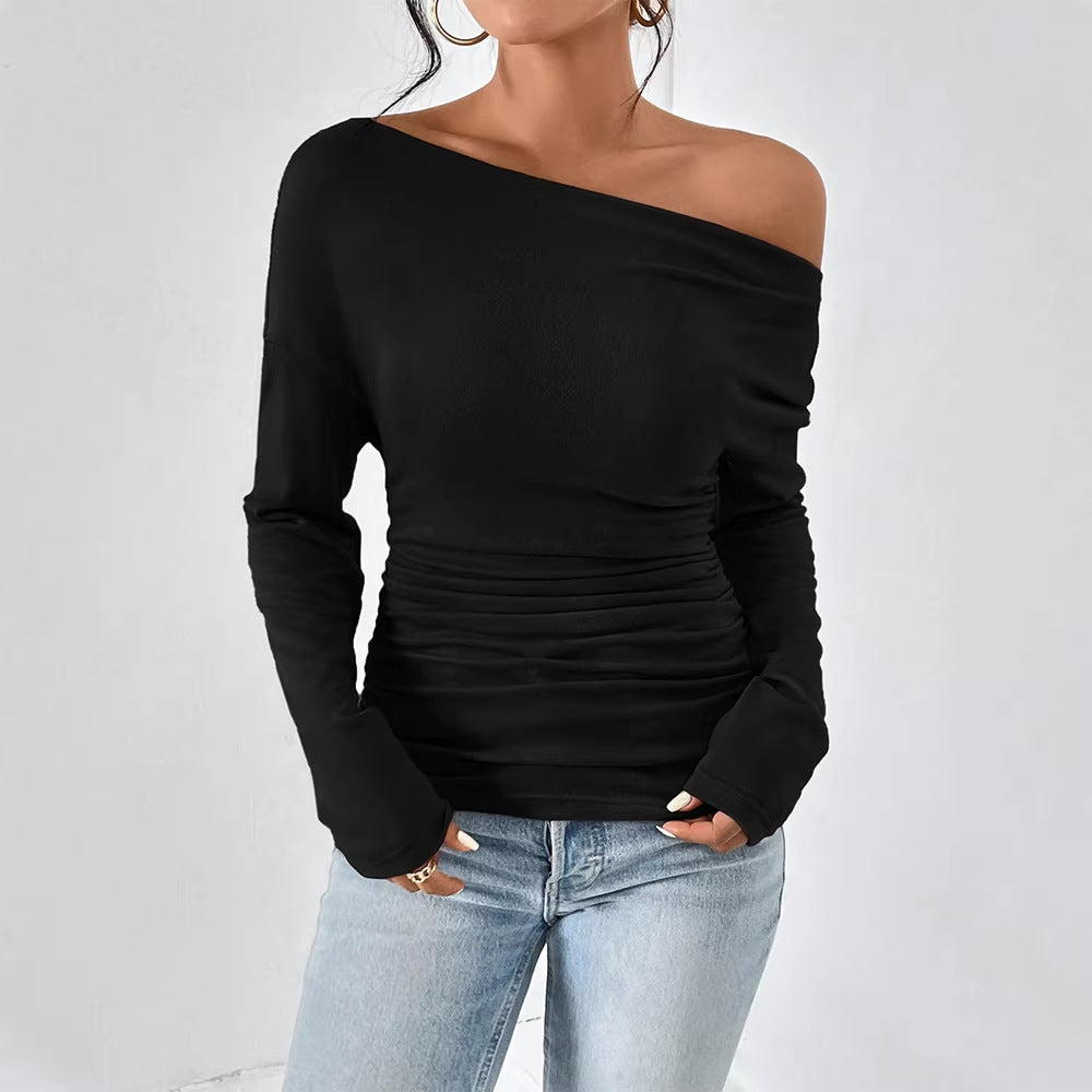 Damen Off-Shoulder Oberteil mit figurbetontem Schnitt und feiner Raffung R&B