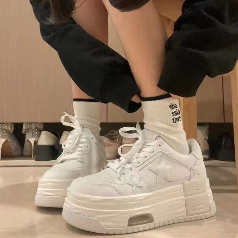 Damen Plattform-Sneaker mit verspieltem Sternen-Design und bequemer Dämpfung R&B