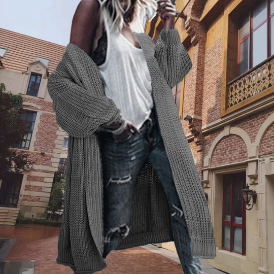 Damen Strickmantel mit oversized Passform und voluminösen Ärmeln R&B