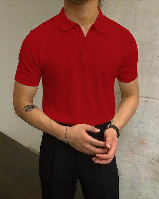 Herren Polo-Shirt aus atmungsaktiver Baumwolle mit elegantem Kragen R&B