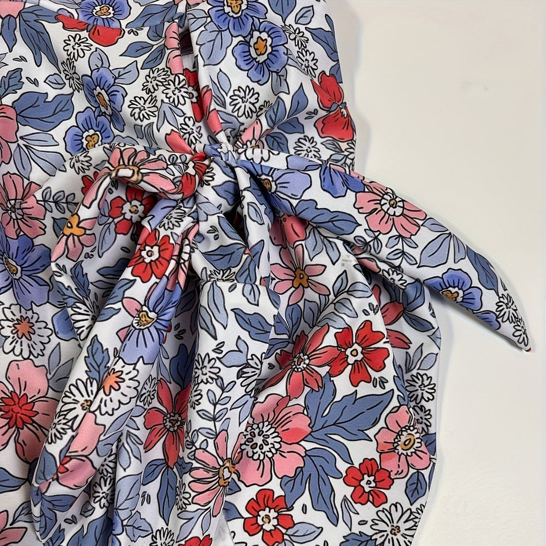 Damen Floral Design Badeanzug mit Wickelrock R&B