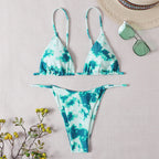 Damen Triangel-Bikini mit modischem Batikdesign