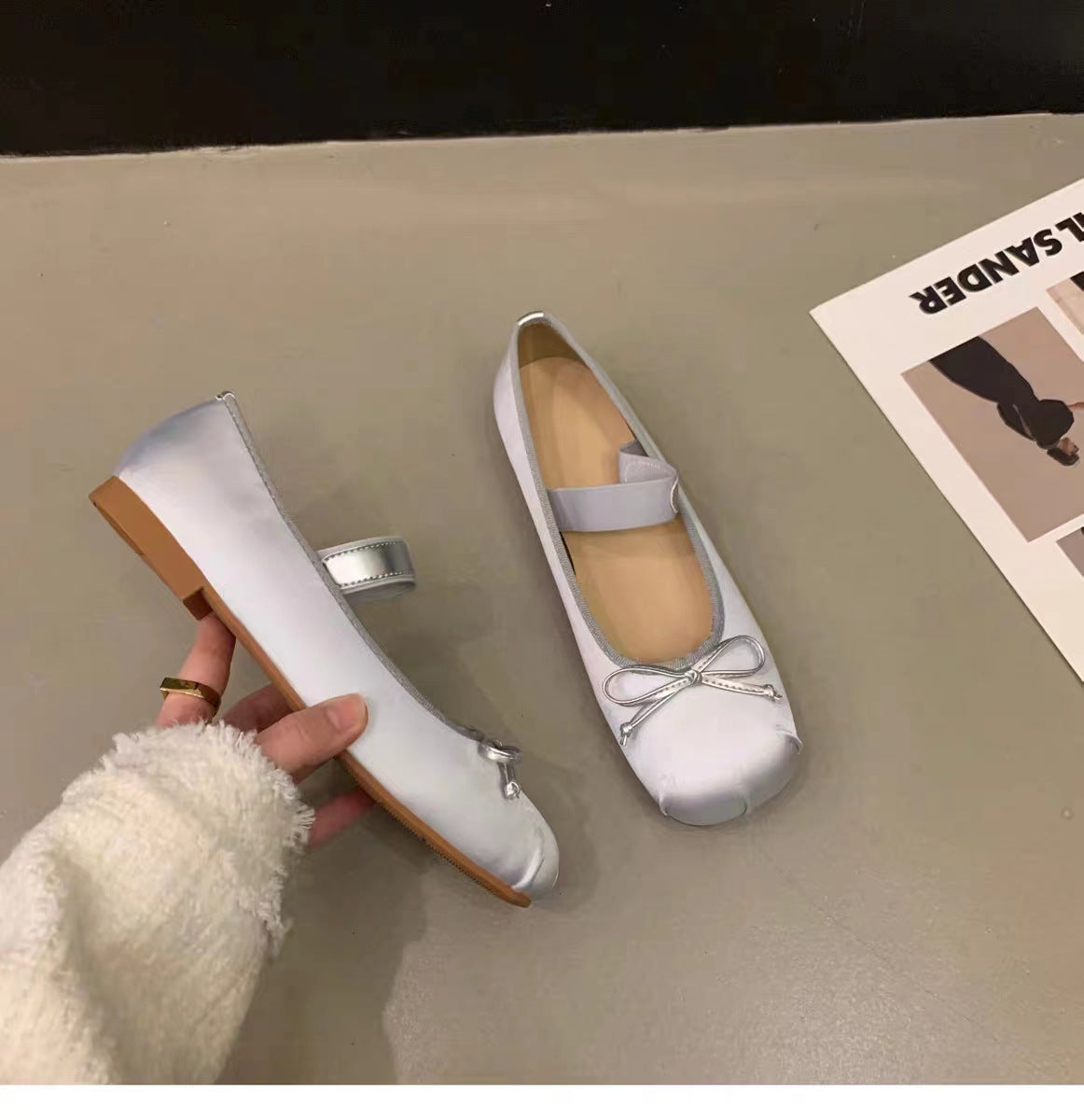 Damen Ballerinas mit anpassbarem Riemchen und eleganter Schleifenapplikation R&B