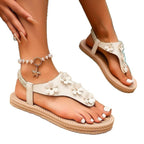 Damen komfortable Zehentrenner-Sandalen mit floralen Applikationen R&B