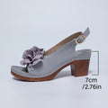Damen Slingback-Sandalen mit floralem Dekor und modischem Blockabsatz R&B