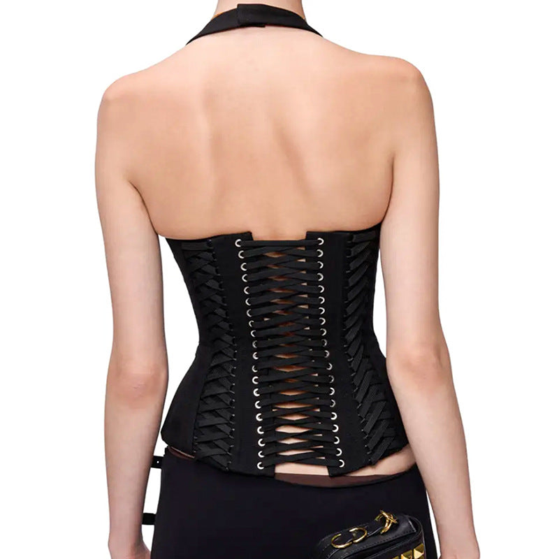 Damen Cropped Oberteil mit raffiniertem Schnürdesign R&B