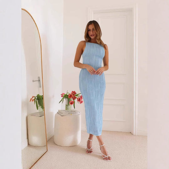 Damen Bodycon Maxikleid im modernen Streifen-Design R&B