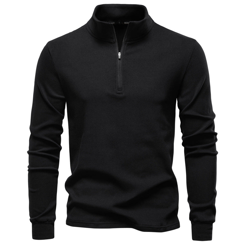 Herren funktionaler Sweatshirt mit hohem Kragen und kurzem Reißverschluss