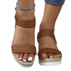 Damen Wedge-Sandalen mit geflochtenem Riemen und rutschfester Sohle R&B