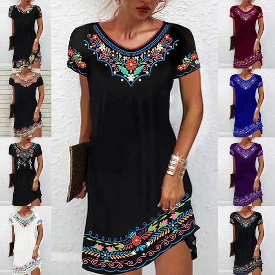 Damen Sommerliches Freizeitkleid mit kunstvollem Stickdesign R&B