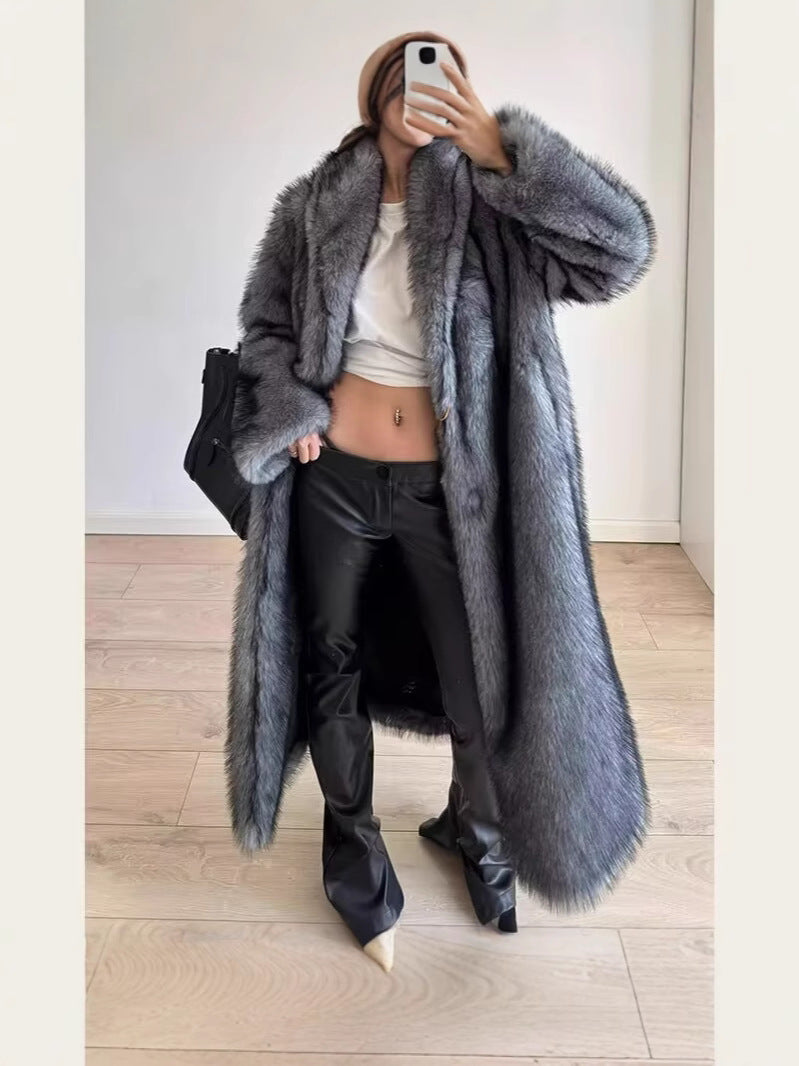 Damen Oversize Kunstpelzmantel R&B