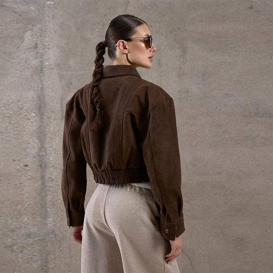 Damen Snacklederjacke mit lässigem Schnitt R&B