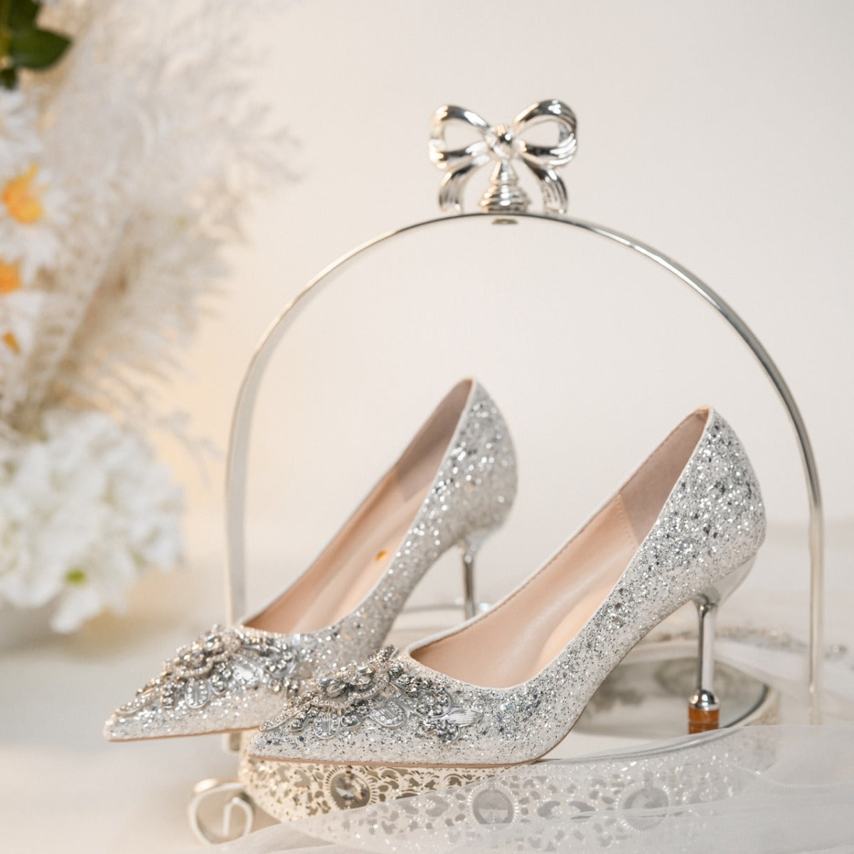 Damen Glamouröse High Heels mit funkelnden Strassverzierungen R&B