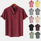 Herren Kurzarmhemd mit innovativem Henley-Ausschnitt und lässigem Design