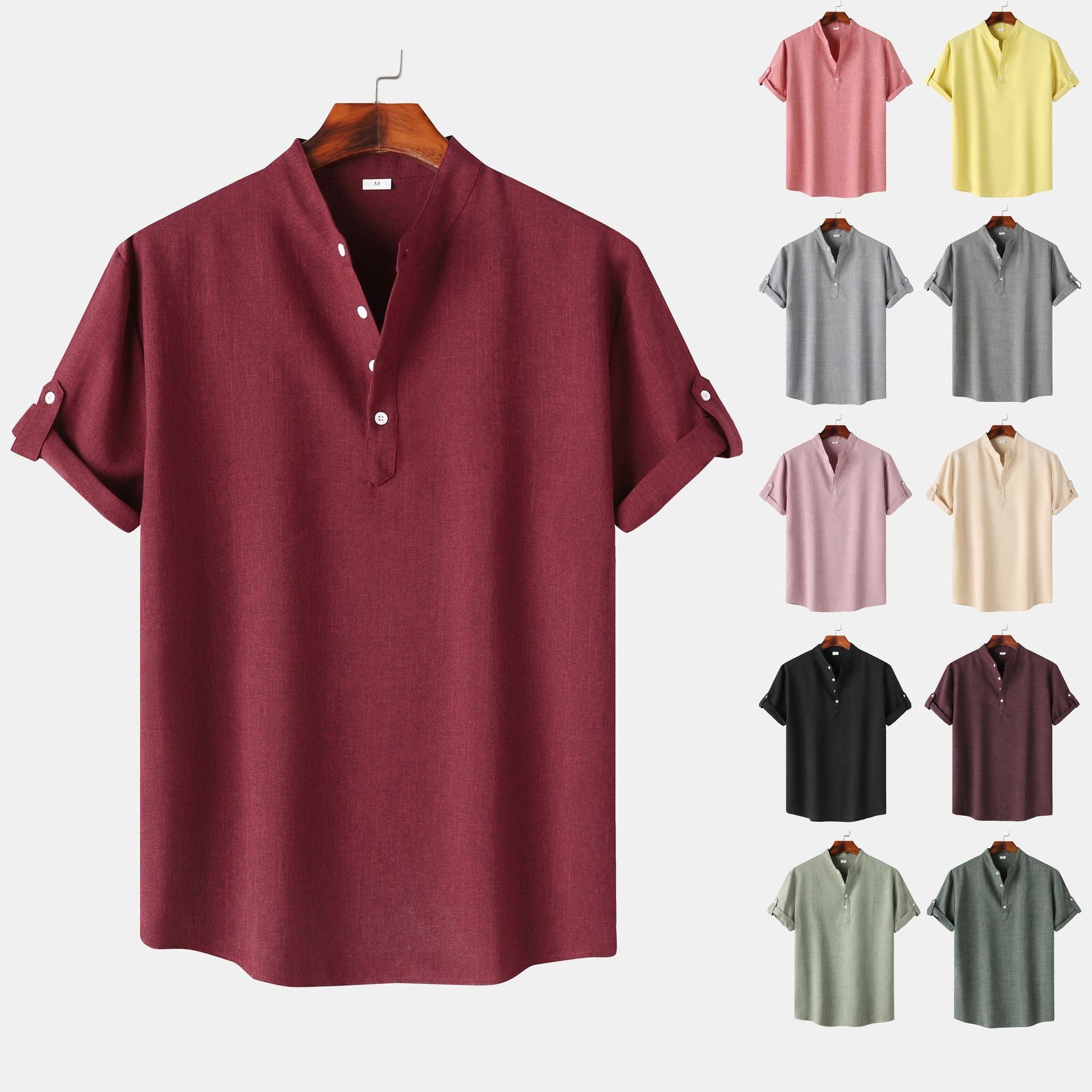 Herren Kurzarmhemd mit innovativem Henley-Ausschnitt und lässigem Design