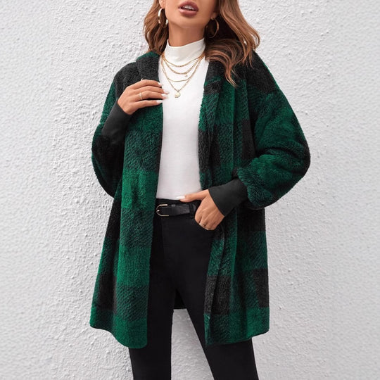 Damen Kuschelige Karojacke mit weichem Material und lässiger Passform R&B