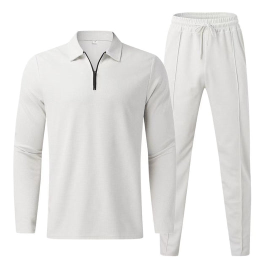 Herren Sportliches Polo- und Jogginghosen-Set mit funktionalem Reißverschluss R&B