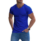 Herren V-Ausschnitt T-Shirt aus weichem Baumwollmix
