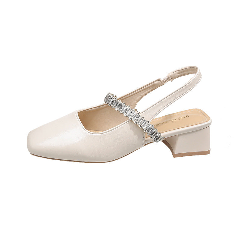 Damen elegante Slingback-Schuhe mit funkelnder Akzent-Riemchen