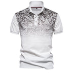 Herren Kurzarm Poloshirt mit floralen Mustern und modernen Designelementen