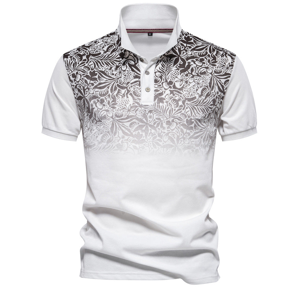 Herren Kurzarm Poloshirt mit floralen Mustern und modernen Designelementen