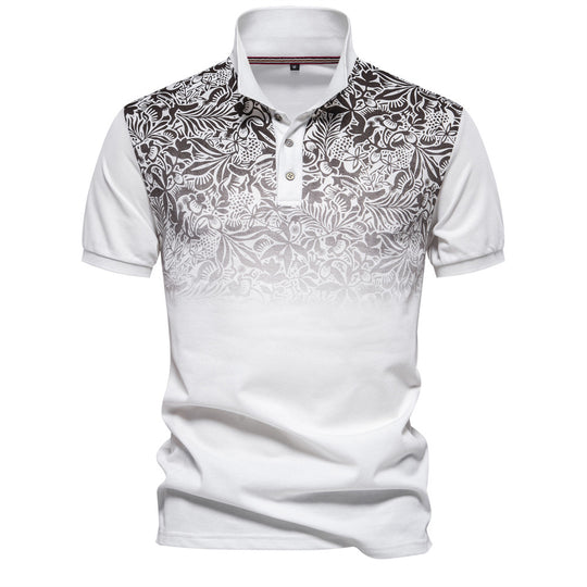 Herren Poloshirt mit floralen Ornamenten und klassischem Kragen R&B