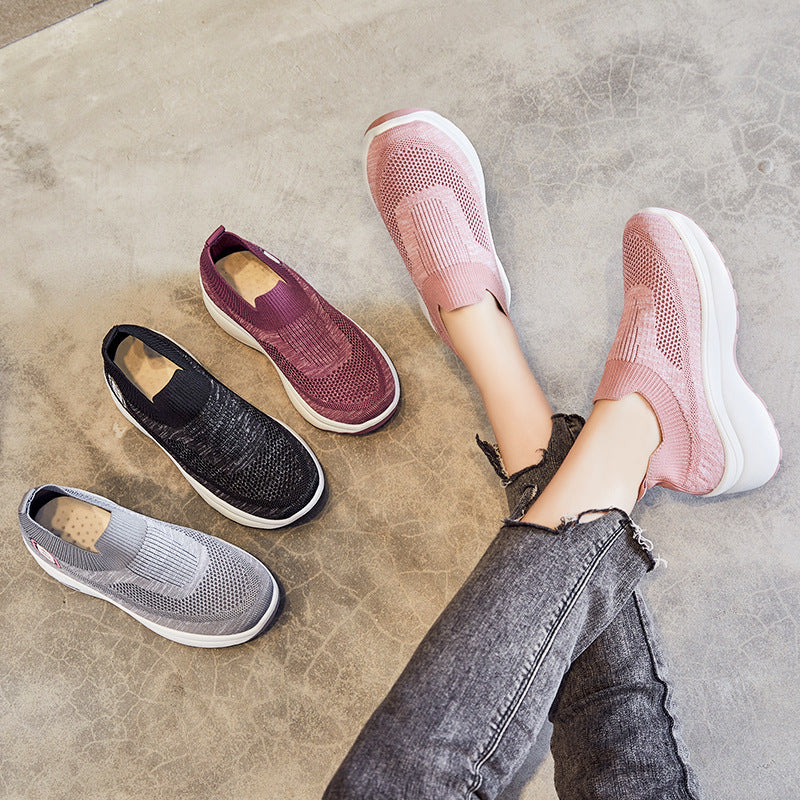 Damen nan atmungsaktive Strick-Sneaker mit Plateau-Sohle und elastischer Sockenkonstruktion R&B