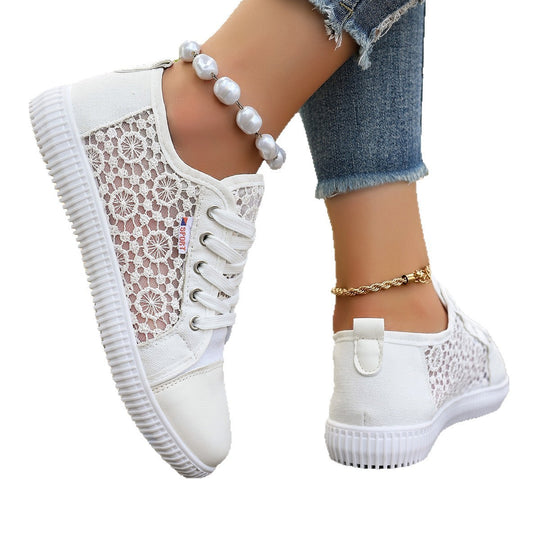 Damen modische Schnürschuhe mit floraler Spitze R&B