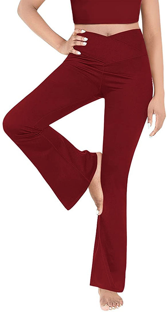 Damen Bootcut Yoga-Hose aus elastischem Material mit hohem Bund R&B