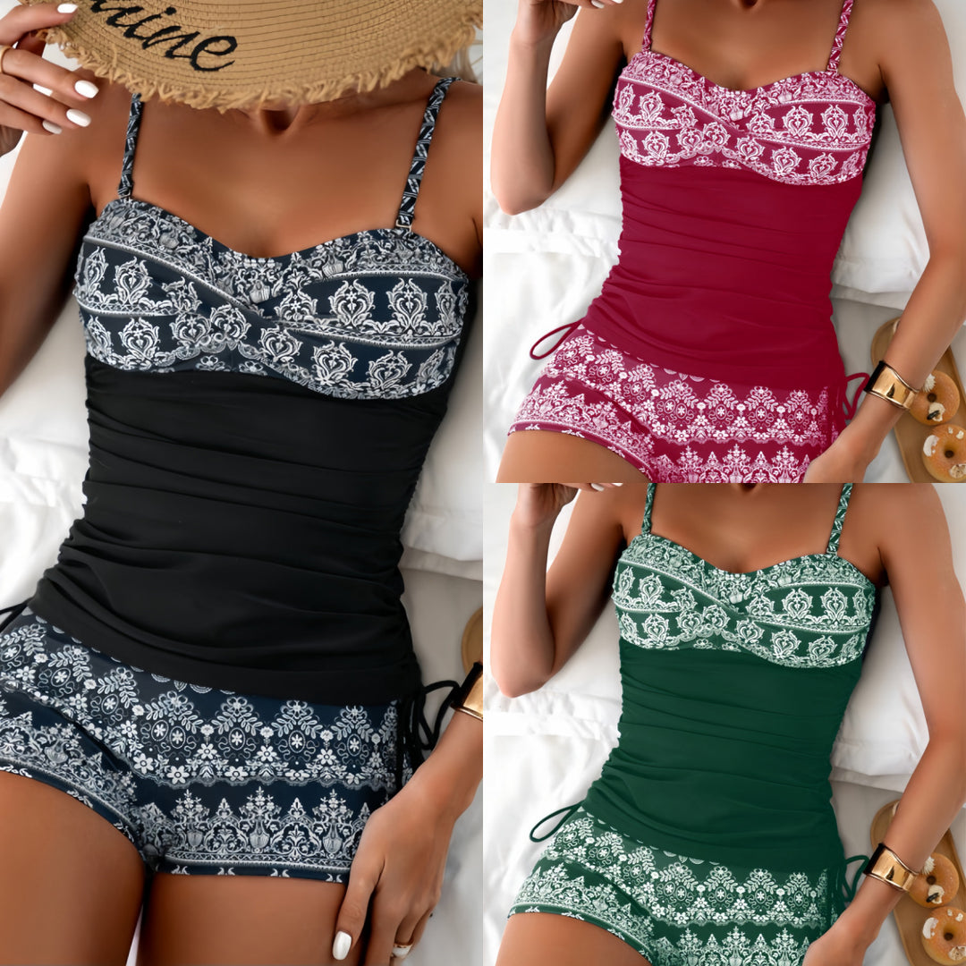 Damen Tankini-Oberteil mit dekorativen Rüschen und verspieltem Design R&B