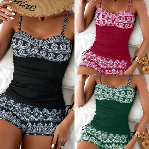 Damen Tankini-Oberteil mit dekorativen Rüschen und verspieltem Design R&B