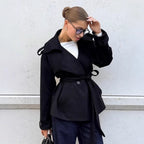 Damen Elegante Utility-Jacke mit Taillengürtel und entspannter Passform R&B
