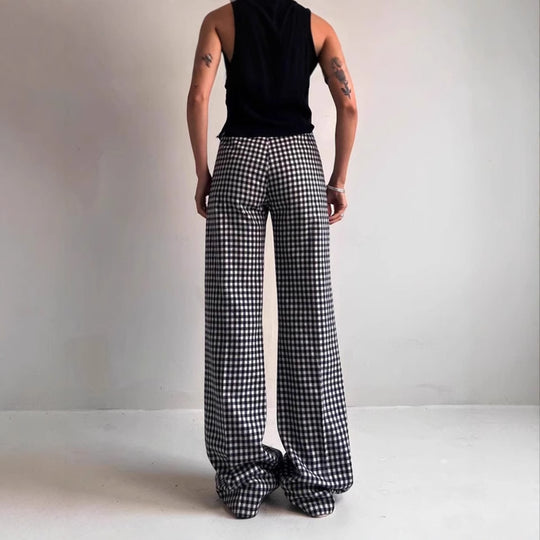 Damen Bequeme Tubenhose mit Karomuster und elastischem Bund R&B