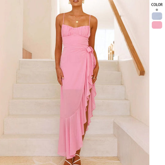 Damen Maxi-Kleid mit fließendem Schnitt und Rüschen R&B
