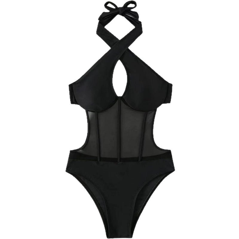 Damen Designer Badeanzug mit elegantem V-Ausschnitt R&B