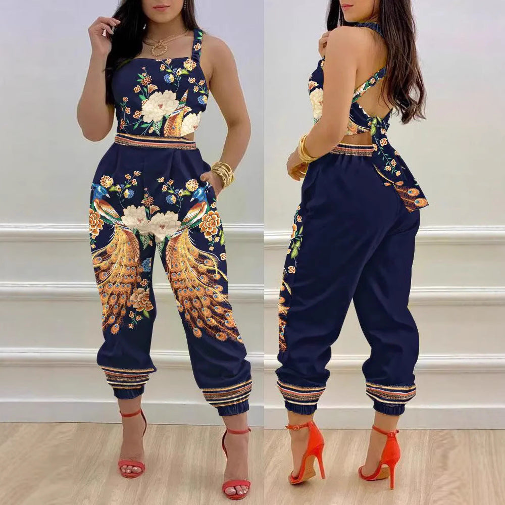 Damen Jumpsuit mit einzigartigem Denim-Print und tailliertem Schnitt R&B