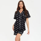 Damen Pyjama-Set mit Herzmotiv und bequemen Shorts R&B