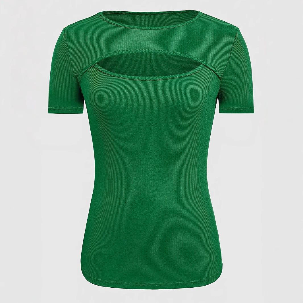 Damen kurzärmliges Oberteil mit trendischem Cut-Out-Design R&B