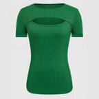 Damen kurzärmliges Oberteil mit trendischem Cut-Out-Design