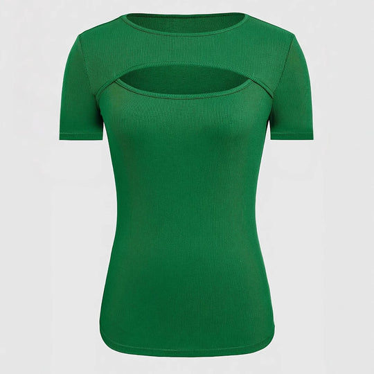 Damen kurzärmliges Oberteil mit trendischem Cut-Out-Design R&B